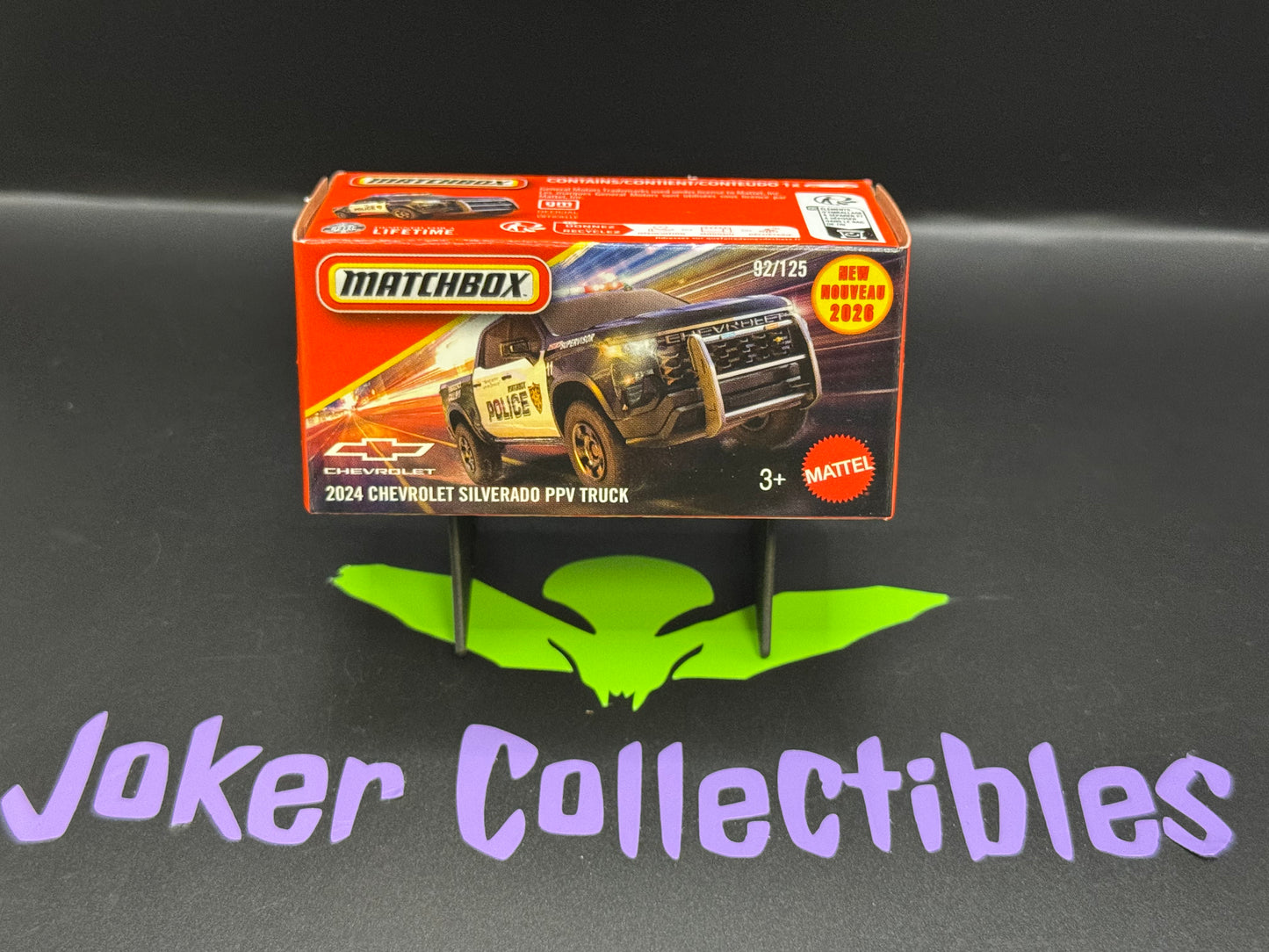Matchbox Power Grabs 2026 Black Police 2024 Chevrolet Silverado PPV Truck # 92/125