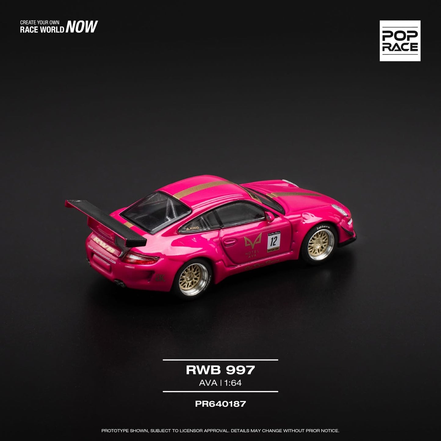 Pop Race Porsche 997 RWB AVA Pink PR64-187