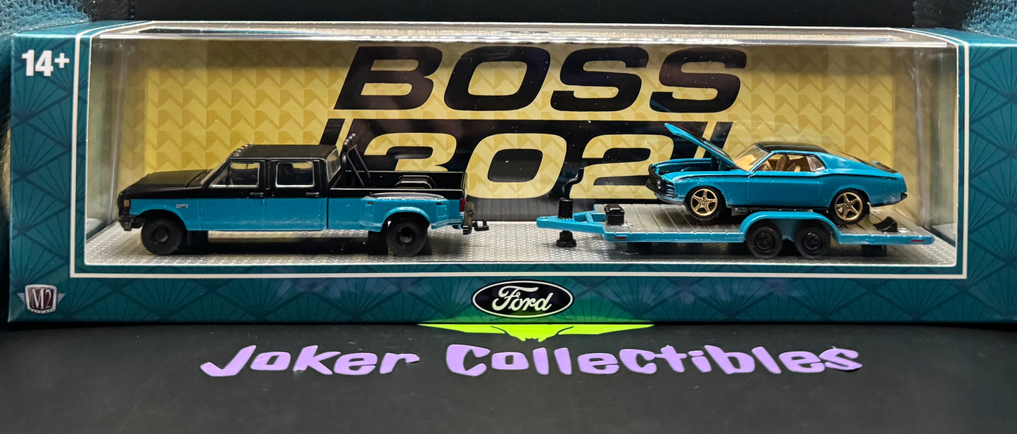 M2 Machines Auto-Haulers Blue & Black 1970 Ford Mustang Custom & 1990 Ford F-350 Dually R99 26-13