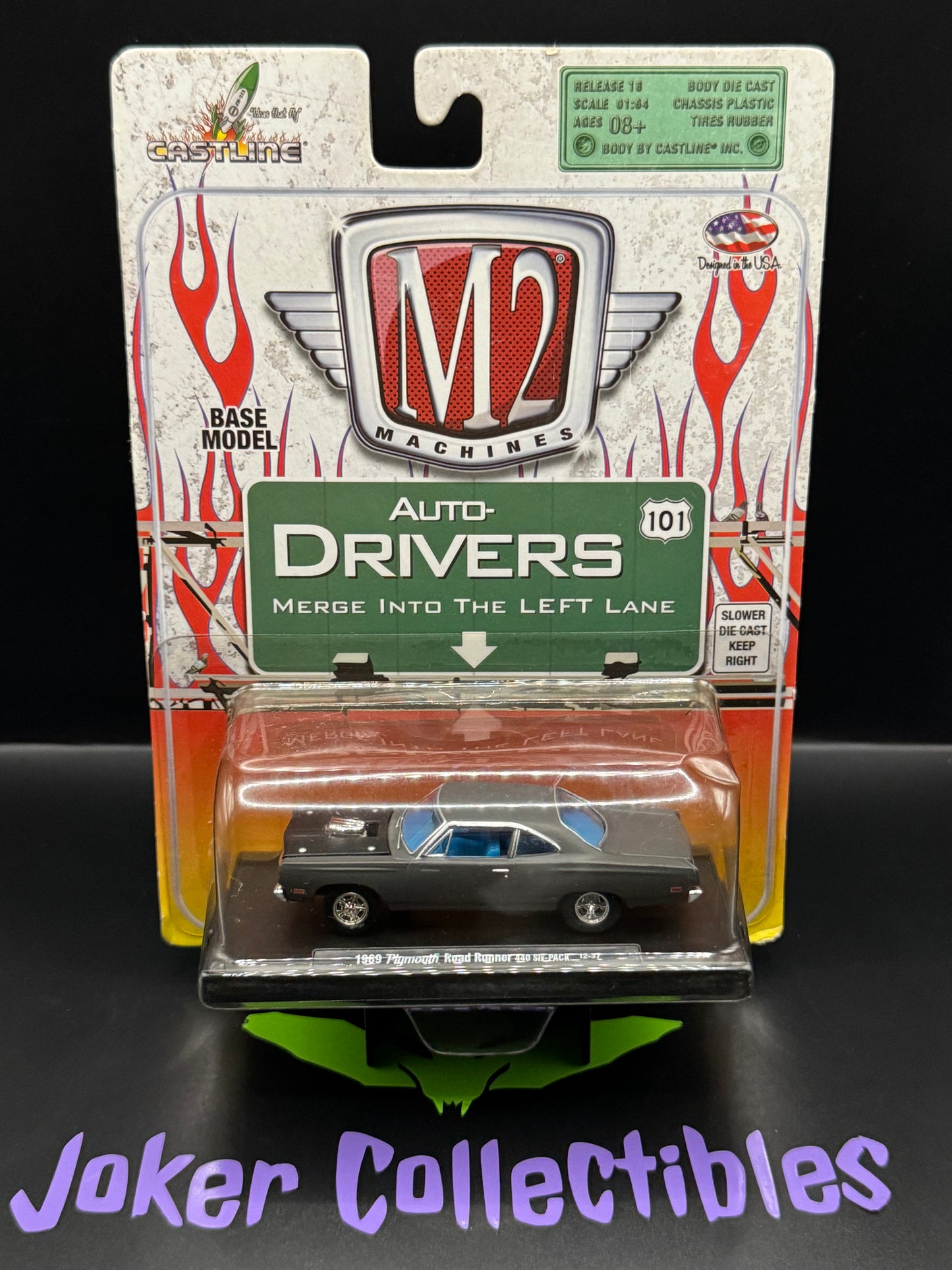 M2 Machines Auto-Drivers Gray 1969 Plymouth Road Runner 440 Six-Pack R18 12-37