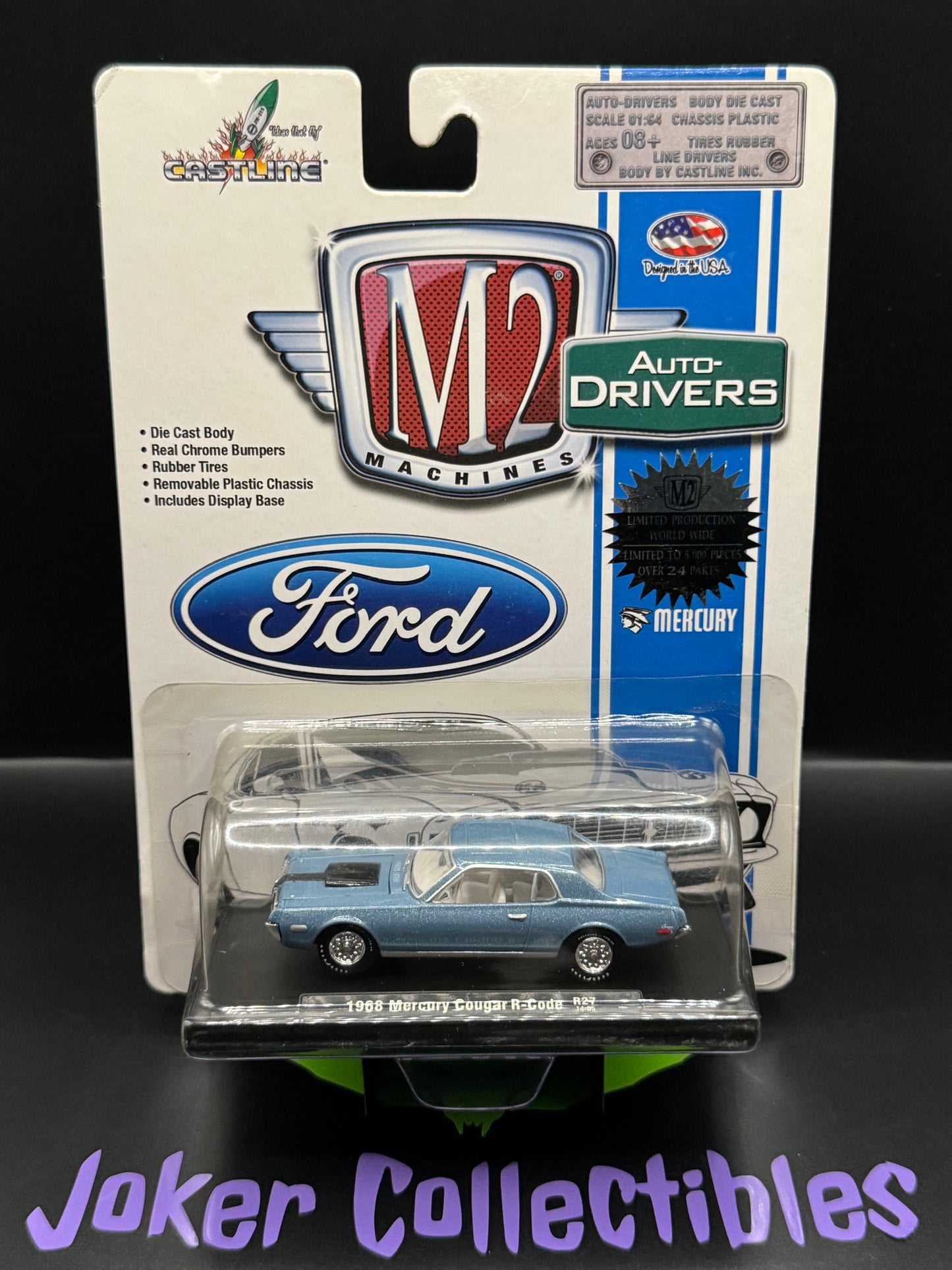 M2 Machines Auto-Drivers Blue 1968 Mercury Cougar R-Code R27 14-05
