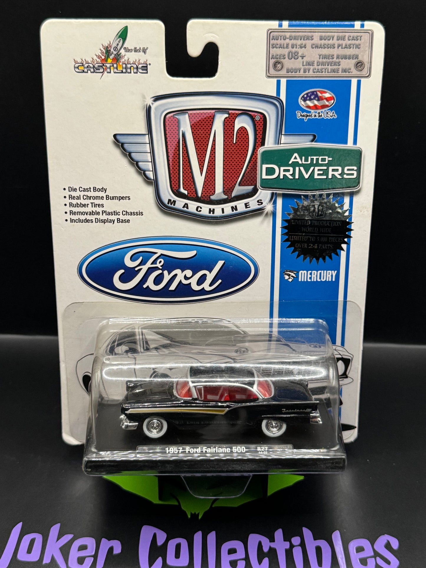 M2 Machines Auto-Drivers Black & Gold 1957 Ford Fairlane 500 R27 14-02