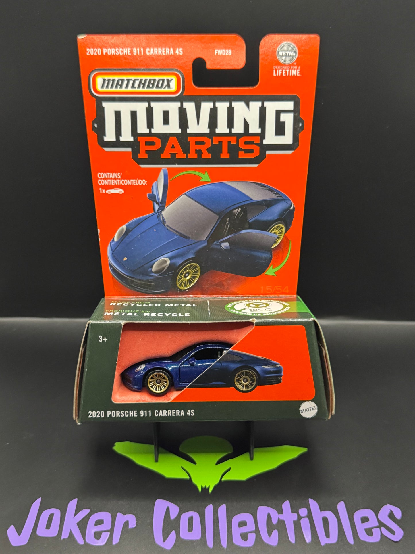 Matchbox Moving Parts Blue 2020 Porsche 911 Carrera 4S