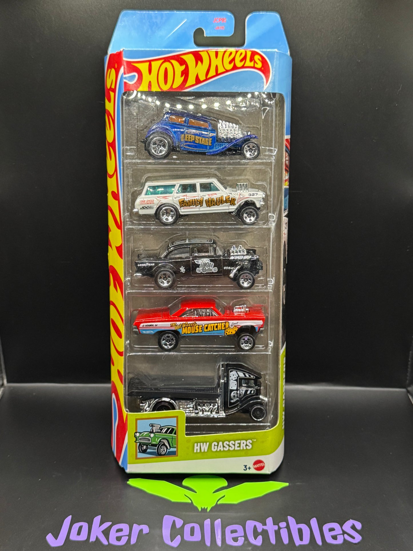 Hot Wheels 5-Pack HW Gassers 2025 '55 Bel Air, '65 Mercury Comet Cyclone, '64 Chevy Nova, Straight Pipes, & Fast-Bed Hauler
