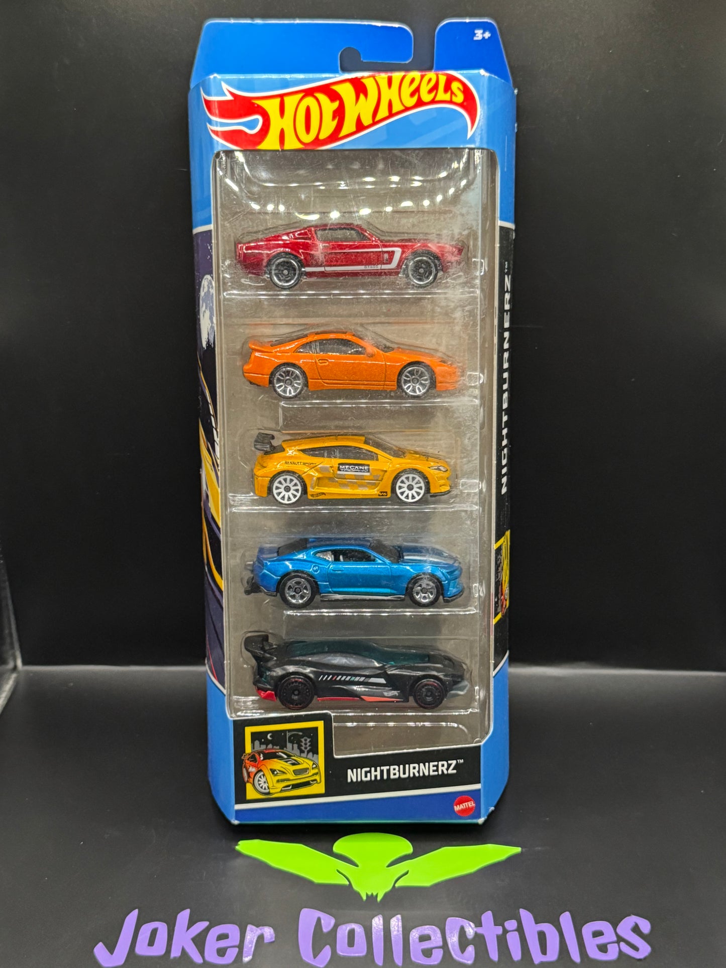 Hot Wheels 5-Pack Nightburnerz 2024 '67 Shelby GT500, Nissan 3000ZX Twin Turbo, 2018 COPO Camaro SS, Megane Trophy, Gazella R
