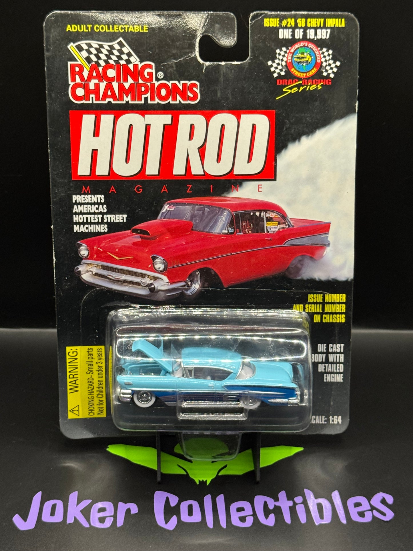 Racing Champions Hot Rod Magazine 1:64 Blue '58 Chevy Impala Issue # 24