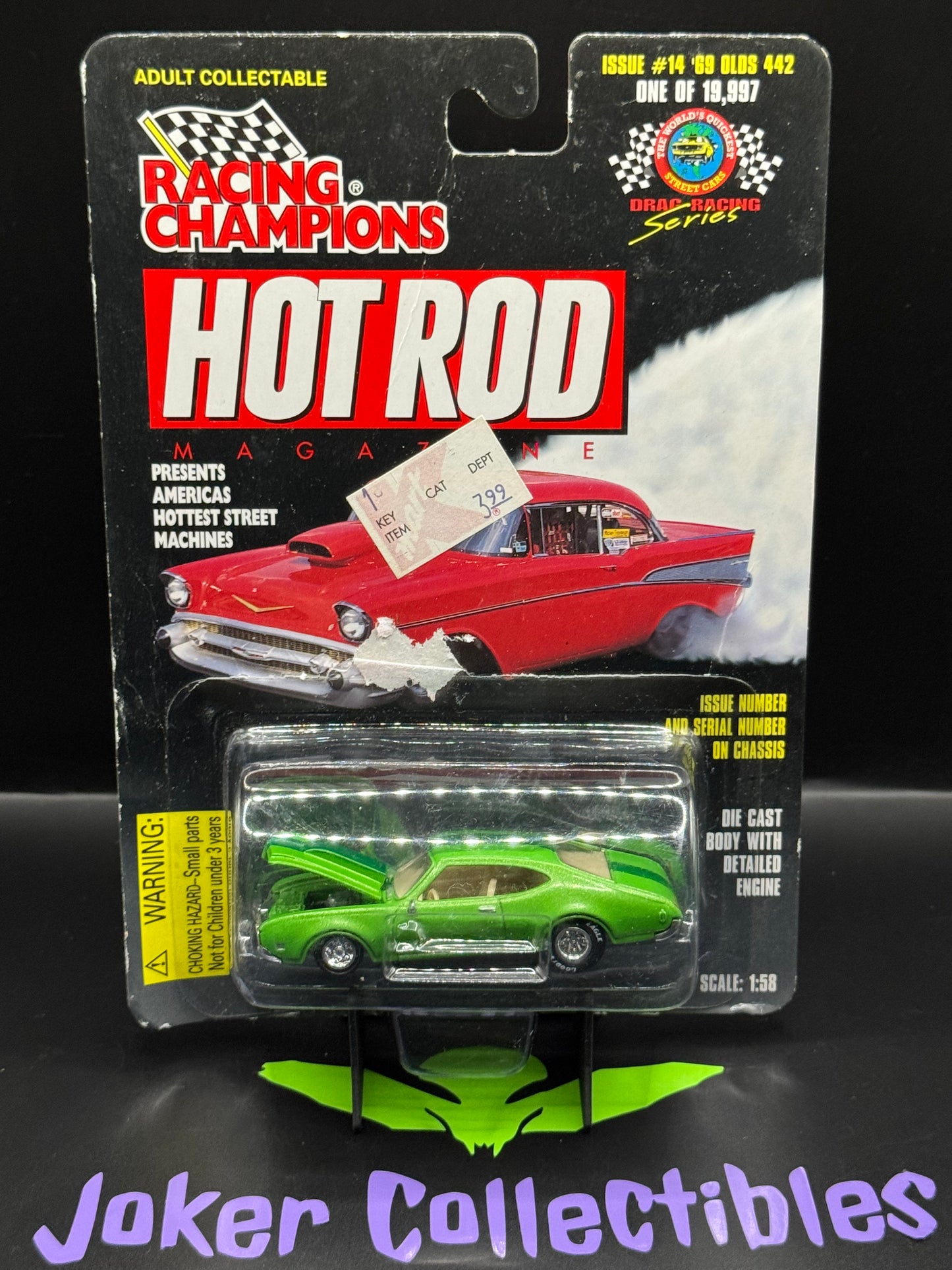 Racing Champions Hot Rod Magazine 1:58 Green '69 Olds 442 Issue # 14