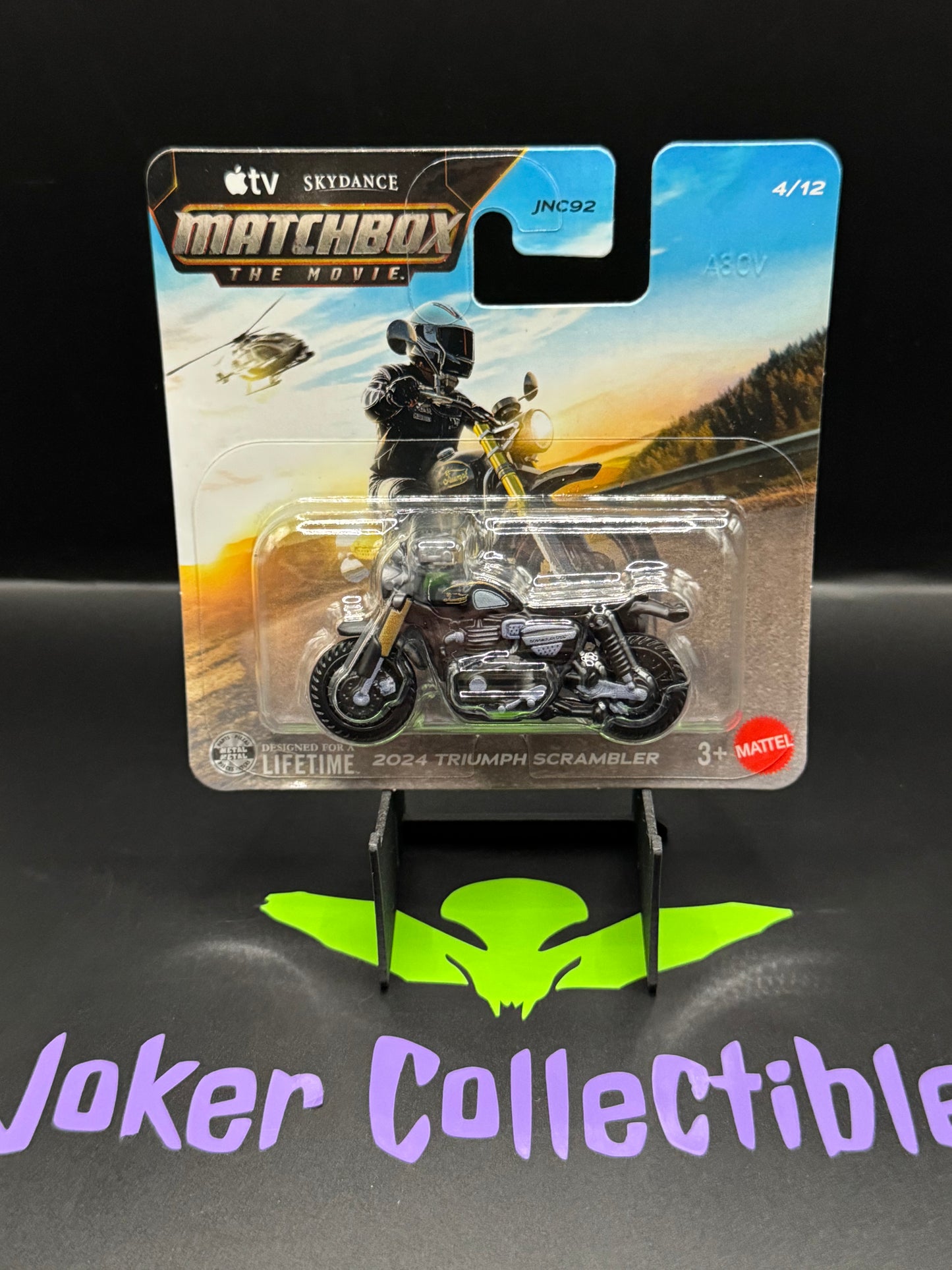 Matchbox the Movie Black 2024 Triumph Scrambler # 4/12 - Short Card