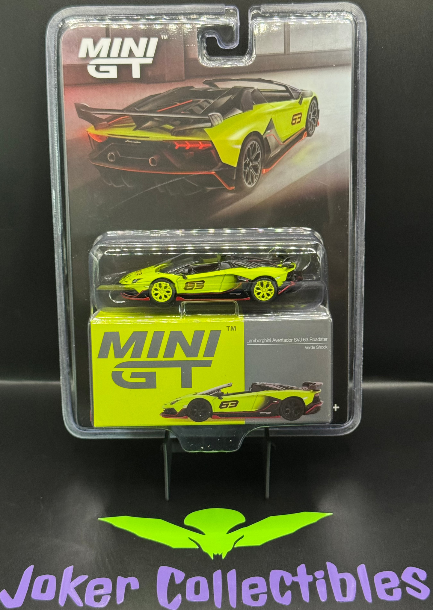 Mini GT #887 Chase Lamborghini Aventador SVJ 63 Roadster Verde Shock