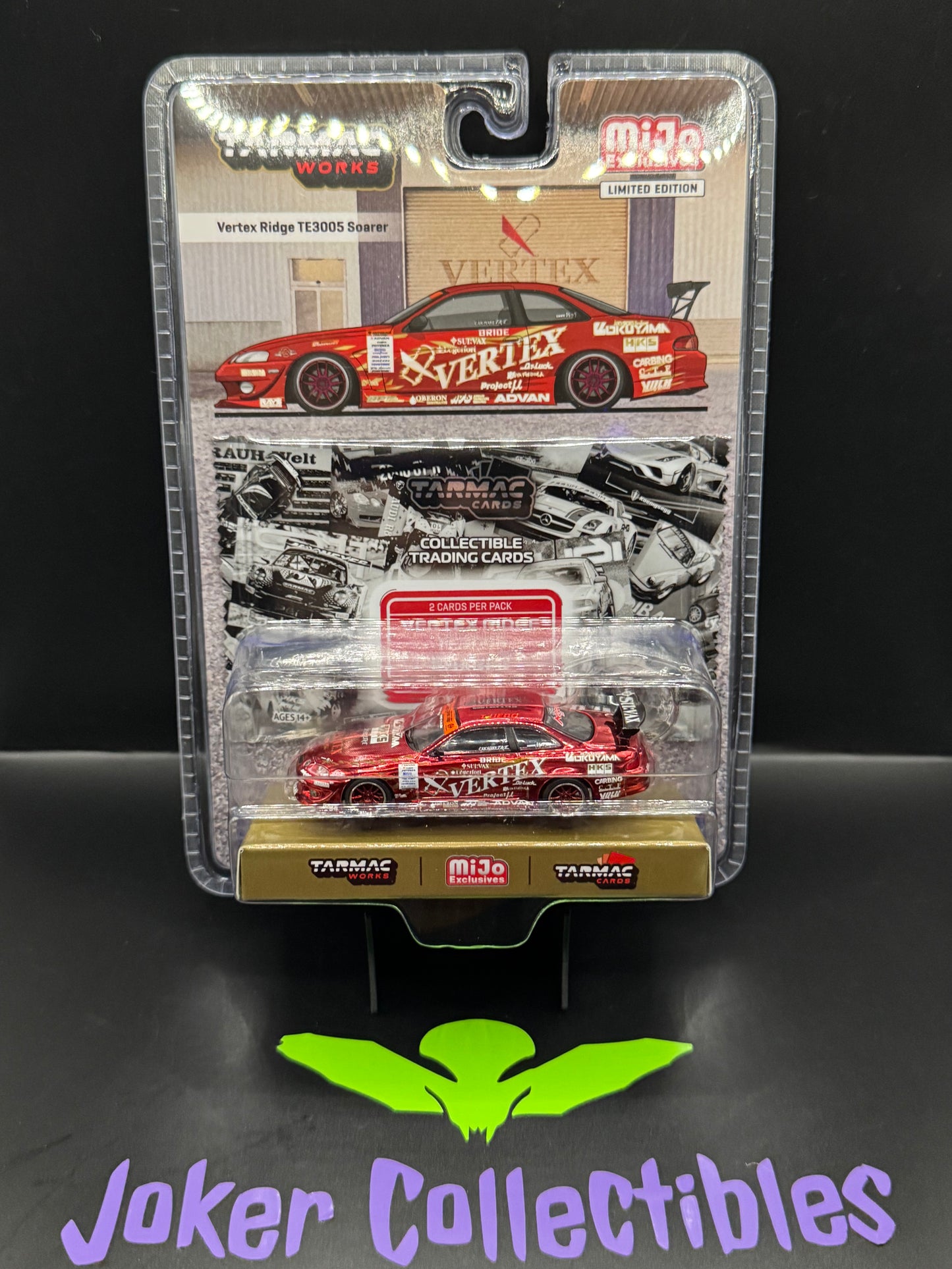 Tarmac Works Global64 Chase Toyota Vertex Ridge TE3005 Soarer with Trading Card Red