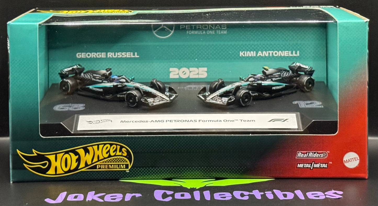 Hot Wheels Premium 2-Pack 2025 Formula 1 Mercedes-AMG Petronas Formula One Team Box Set