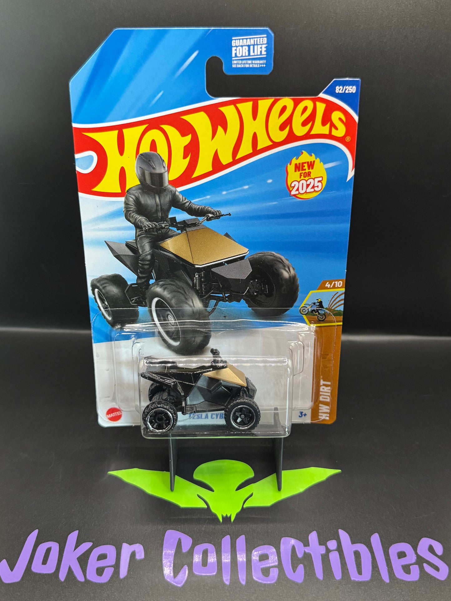 Hot Wheels 2025 Gold Tesla Cyberquad 82/250 HW Dirt 4/10 M Case