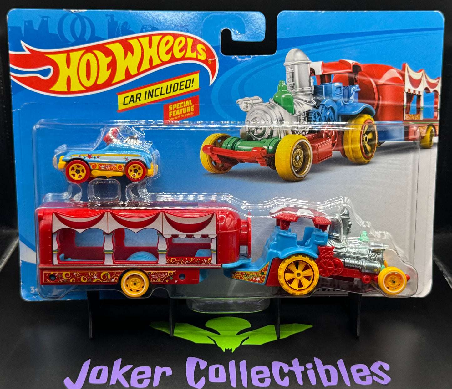Hot Wheels Super Rigs 2019 Car-Nival Steamer & Pedal Car Blue Yellow Red White Circus