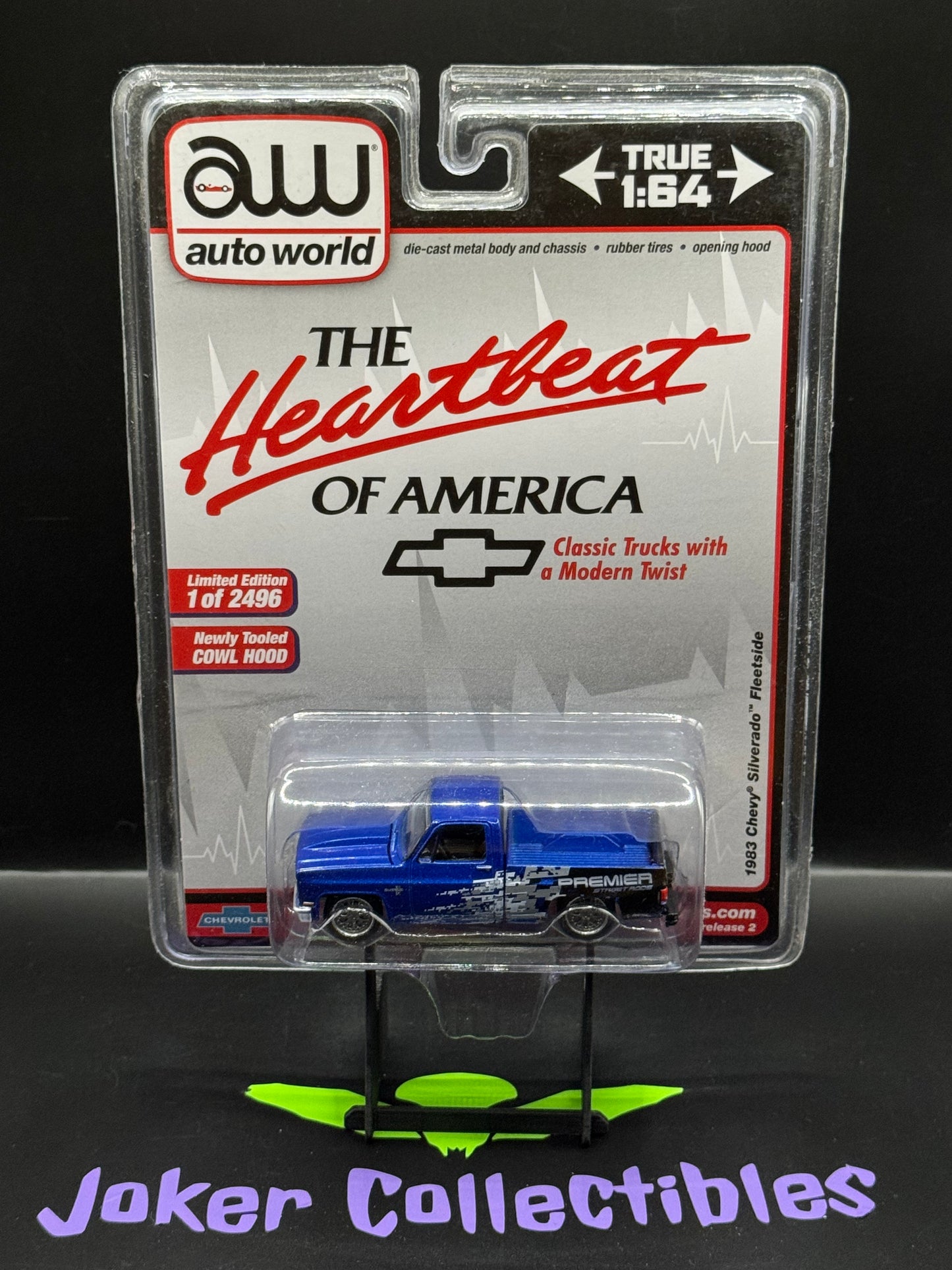 Auto World Heart of American Blue 1983 Chevy Silverado Fleetside surplusgoodies.com Exclusive Release 2