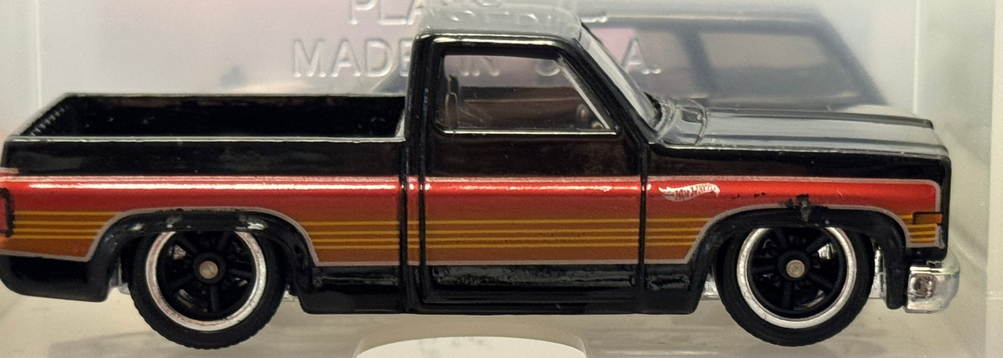 Black Wheel Swap Loose Hot Wheels 2023 HW Slammed '83 Chevy Silverado