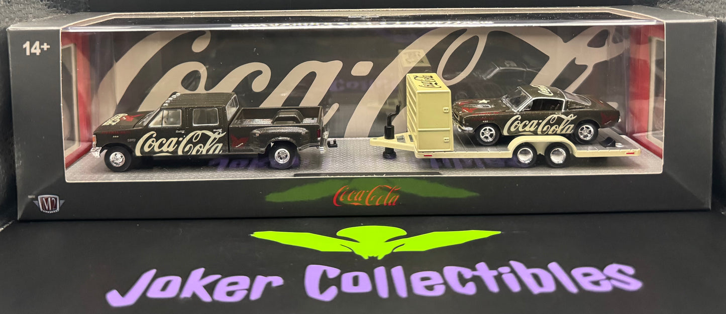 M2 Machines Auto-Haulers Coca-Cola 1990 Ford F-350 Dually Truck & 1965 Ford Mustang 2+2 Drag TW49 26-23