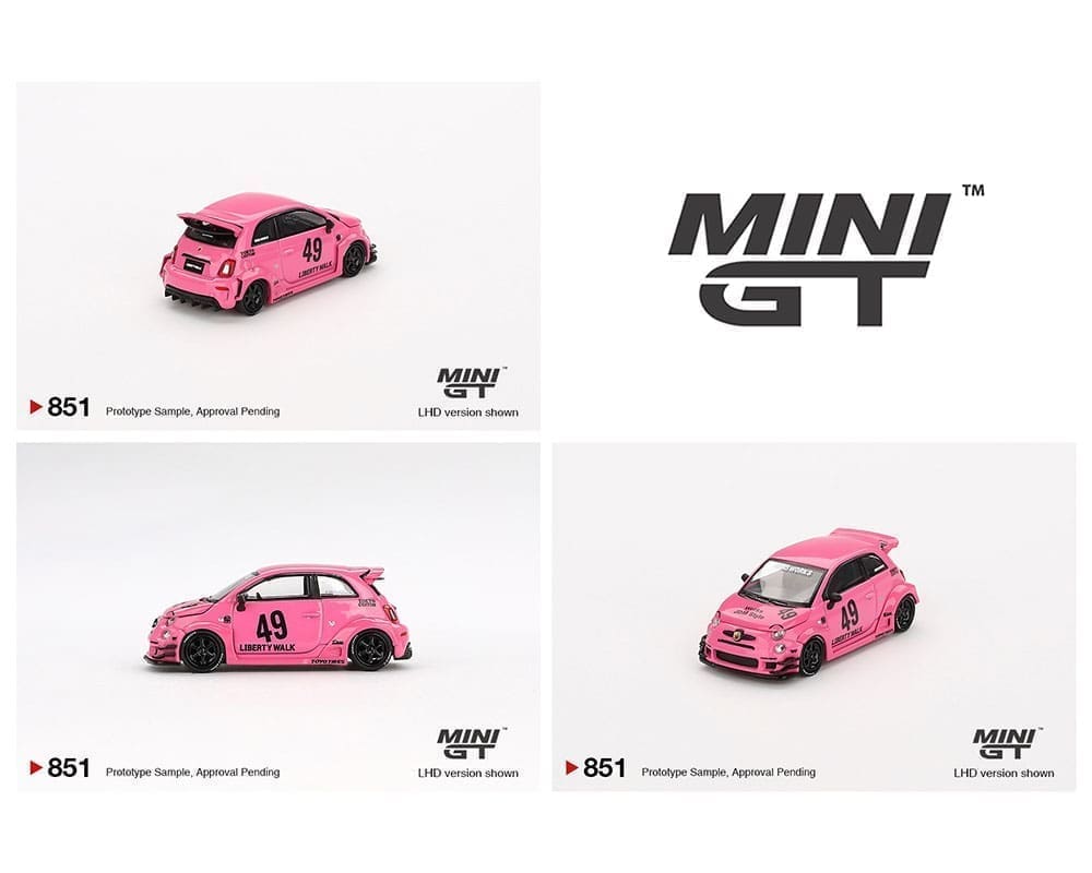 Mini GT #851 Fiat Abarth 595 LB-WORKS x Abas Works Pink