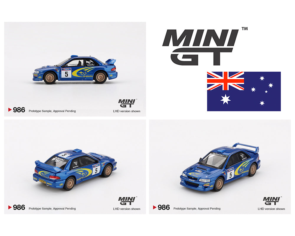 Mini GT #986 Subaru Impreza WRC99 #5 Richard Burns Robert Reid Winner 1999 Rally Australia Exclusive