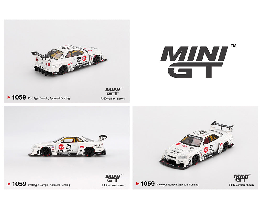 Mini GT #1059 Nissan LB-ER34 Super Silhouette ATHLETE/COLLET White Preorder