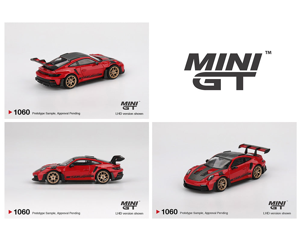 Mini GT #1060 Porsche 911 (992) GT3 RS Weissach Package Guards Red Preorder