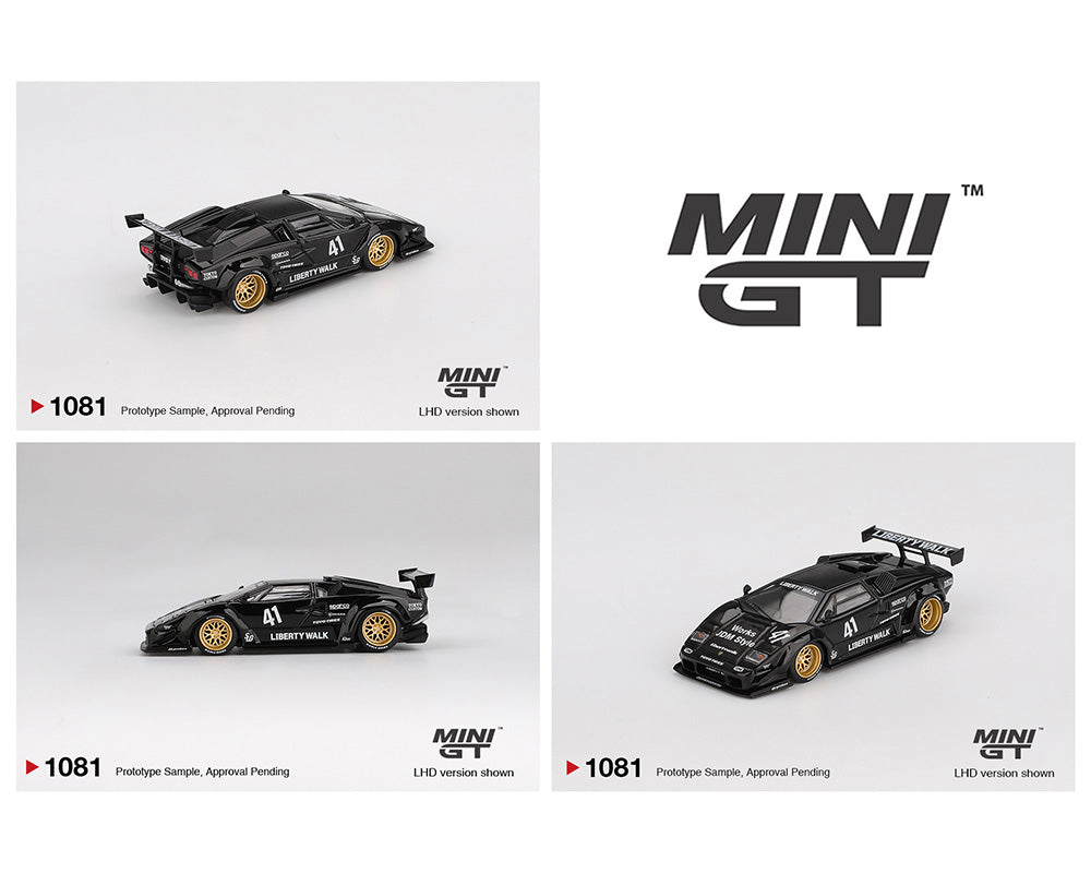 Mini GT #1081 Lamborghini Countach LB-WORKS Liberty Walk Black Preorder