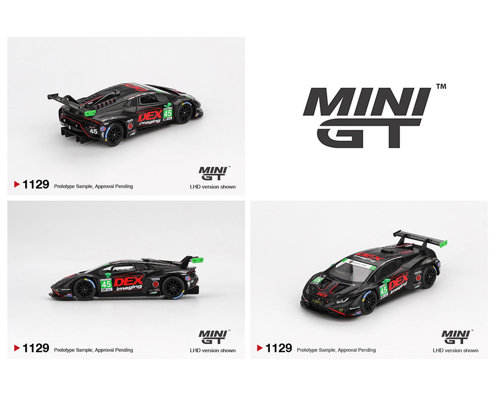 Mini GT #1129 Lamborghini Huracán GT3 EVO2 #45 No.45 DEX Imaging 2024 IMSA Daytona 24 Hrs