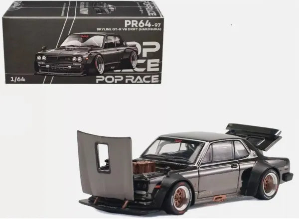 Pop Race Nissan Skyline GT-R V8 Drift Hakosuka Dark Chrome PR64-97