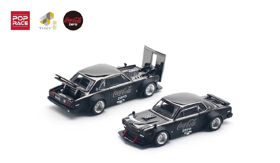 Pop Race Nissan Skyline GT-R V8 Drift Hakosuka Coca Cola Zero Black PR64-144