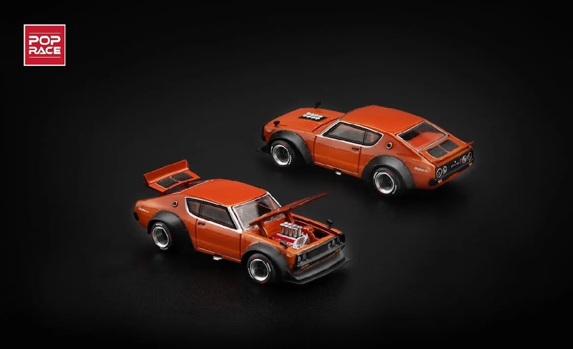 Pop Race Nissan Skyline GT-R V8 Drift Kenmeri Orange PR64-173