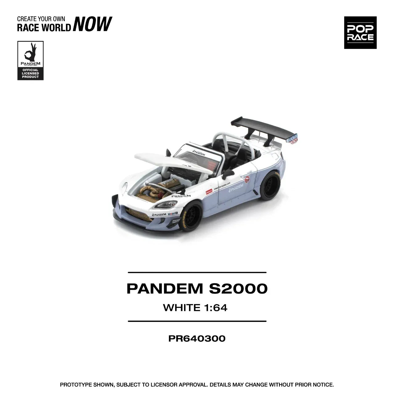 Pop Race Pandem Honda S2000 White PR64-300