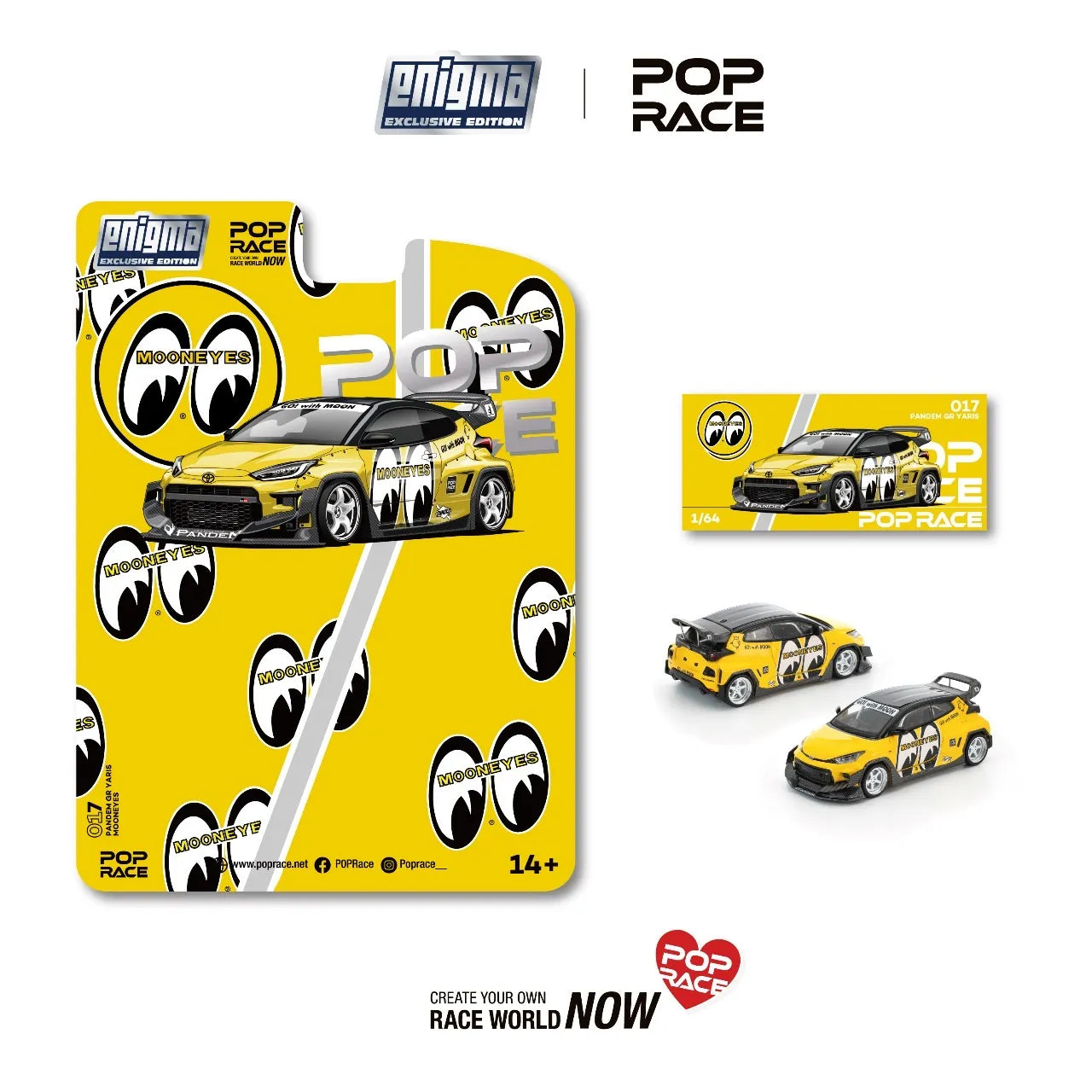 Pop Race Pandem Toyota GR Yaris Mooneyes Yellow PR64-PRE017 Enigma Exclusive Preorder
