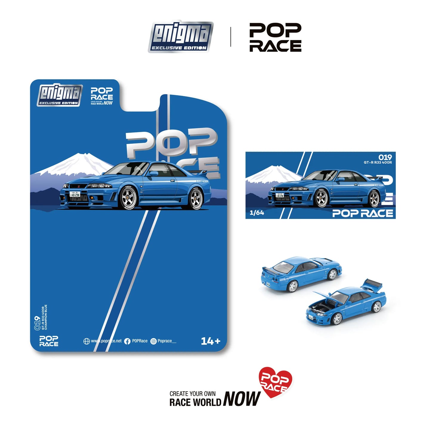 Pop Race Nissan Skyline GT-R R33 NISMO 400R Blue PR64-PRE019 Enigma Exclusive Preorder