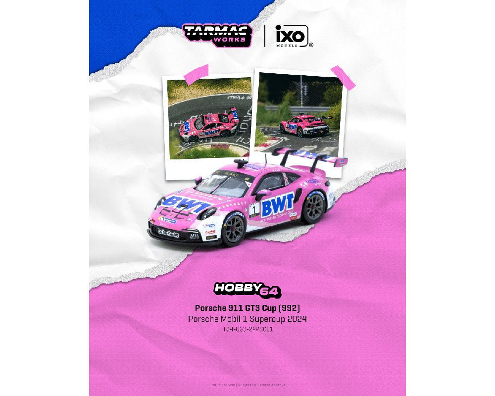 Tarmac Works ixo Models Hobby64 BWT Porsche 911 GT3 Cup 992 Mobil 1 Supercup 2024 Harry King