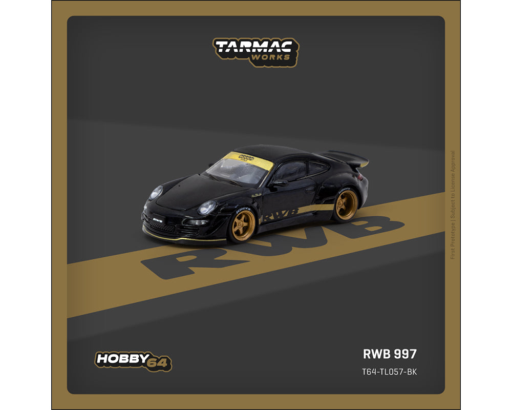 Tarmac Works Hobby64 Porsche RWB 997 Black & Gold Rough World
