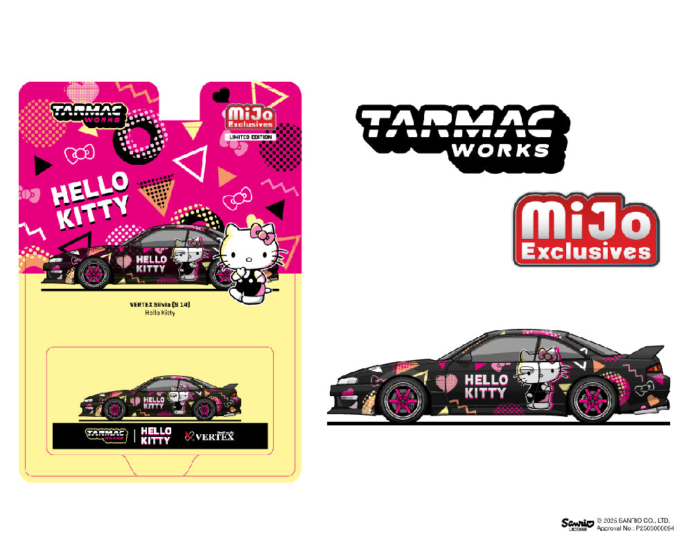 Tarmac Works Vertex Nissan Silvia S14 Hello Kitty Black Chrome Preorder