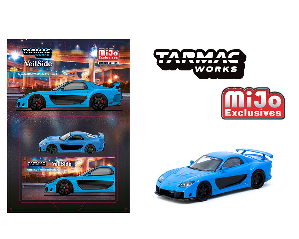 Tarmac Works Global64 Mazda RX-7 VeilSide Fortune7 Blue
