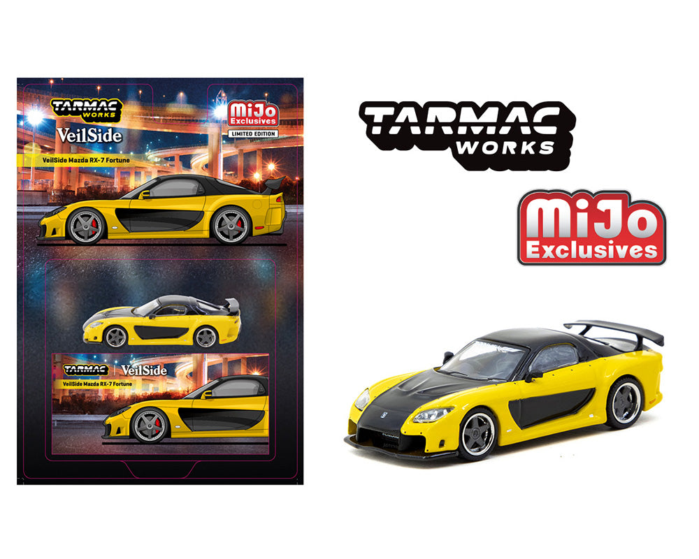Tarmac Works Global64 Mazda RX-7 VeilSide Fortune7 Yellow
