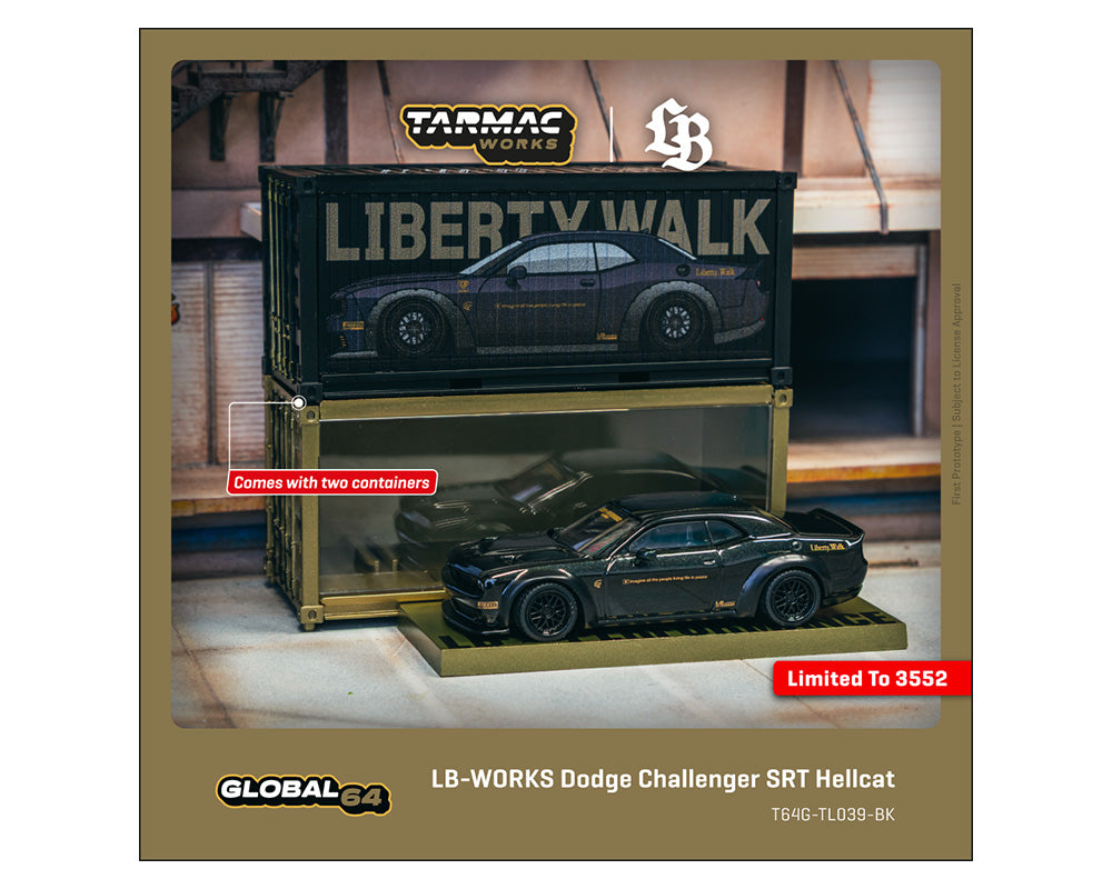 Tarmac Works Global64 LBWK Dodge Challenger SRT Hellcat Black Metallic LB-Works