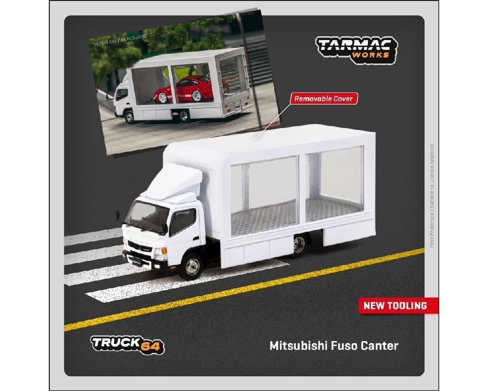 Tarmac Works Truck64 Mitsubishi Fuso Canter Mobile Display Truck White