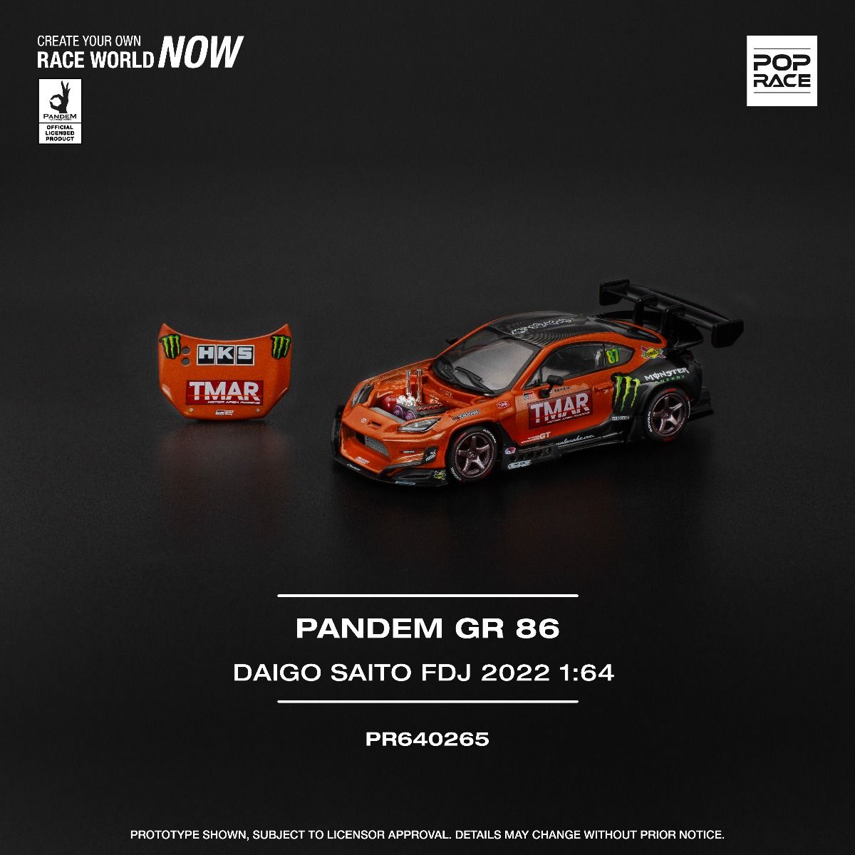 Pop Race Pandem Toyota GR86 Daigo Saito Formula Drift Japan 2022 Red PR64-265 Preorder