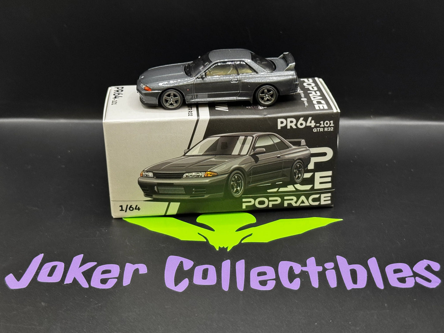 Pop Race Nissan Skyline GTR R32 Gun Grey Metallic PR64-101