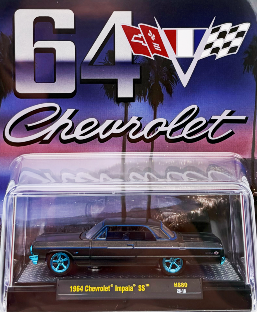 M2 Machines Chase 1964 Chevrolet Impala Hard Top Daytona Blue Metallic HS80 26-16