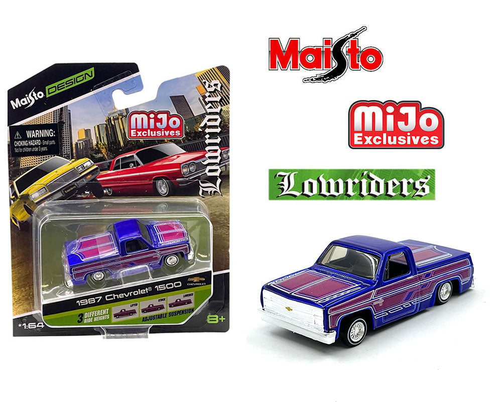 Maisto Design Lowriders 1987 Chevrolet 1500 Pick-Up Metallic Blue