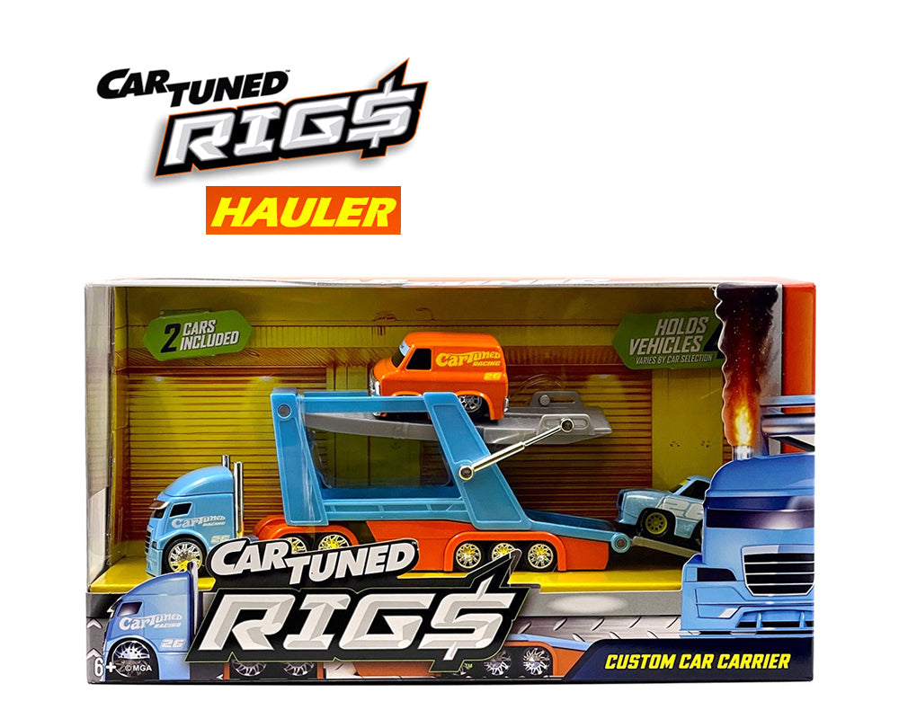CarTuned Rig$ Rigs Hauler Series 2 Open Cars Transporter with 2 Vehicles Racing Set Car Tuned