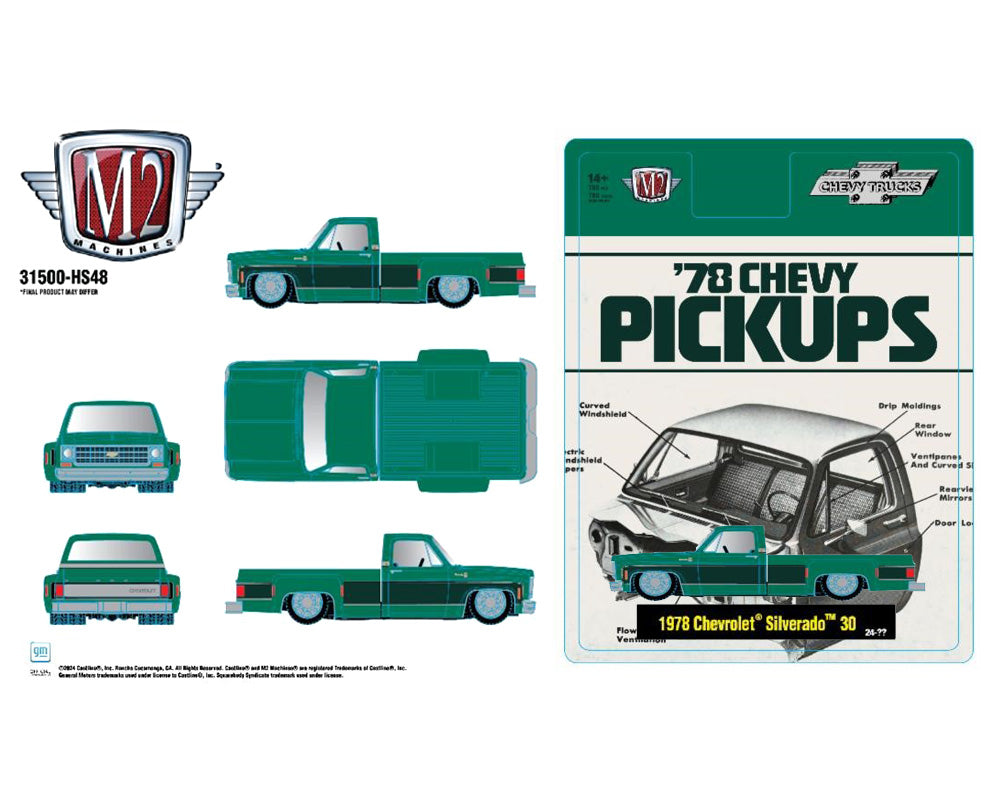 M2 Machines 1978 Chevrolet Silverado 30 Green Hobby Exclusive Preorder