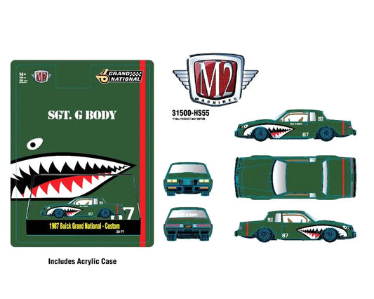 M2 Machines 1:64 1987 Buick Grand National Shark Mouth Primer Green Hobby Exclusives Preorder