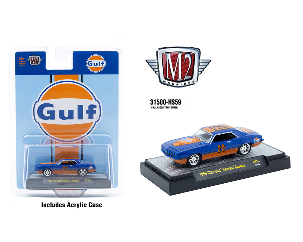 M2 Machines Gulf 1969 Chevrolet Camaro Custom Blue Hobby Exclusive HS59 25-16