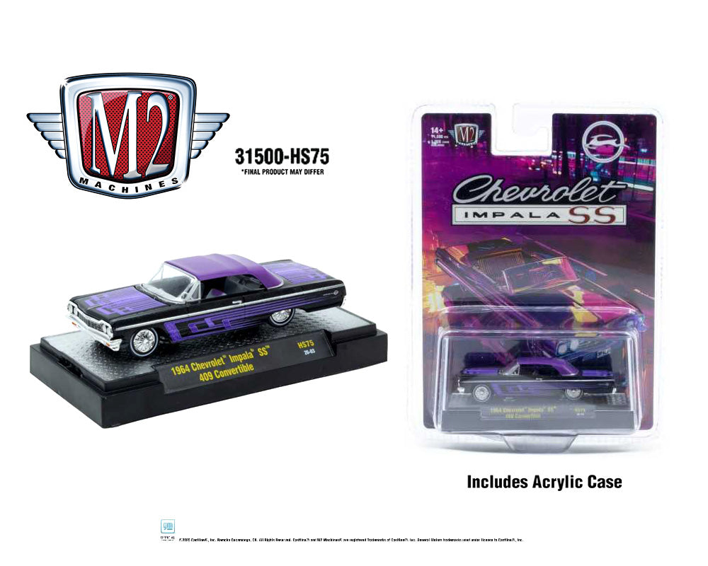M2 Machines 1964 Chevrolet Impala SS 409 Convertible Black & Purple HS75 26-03