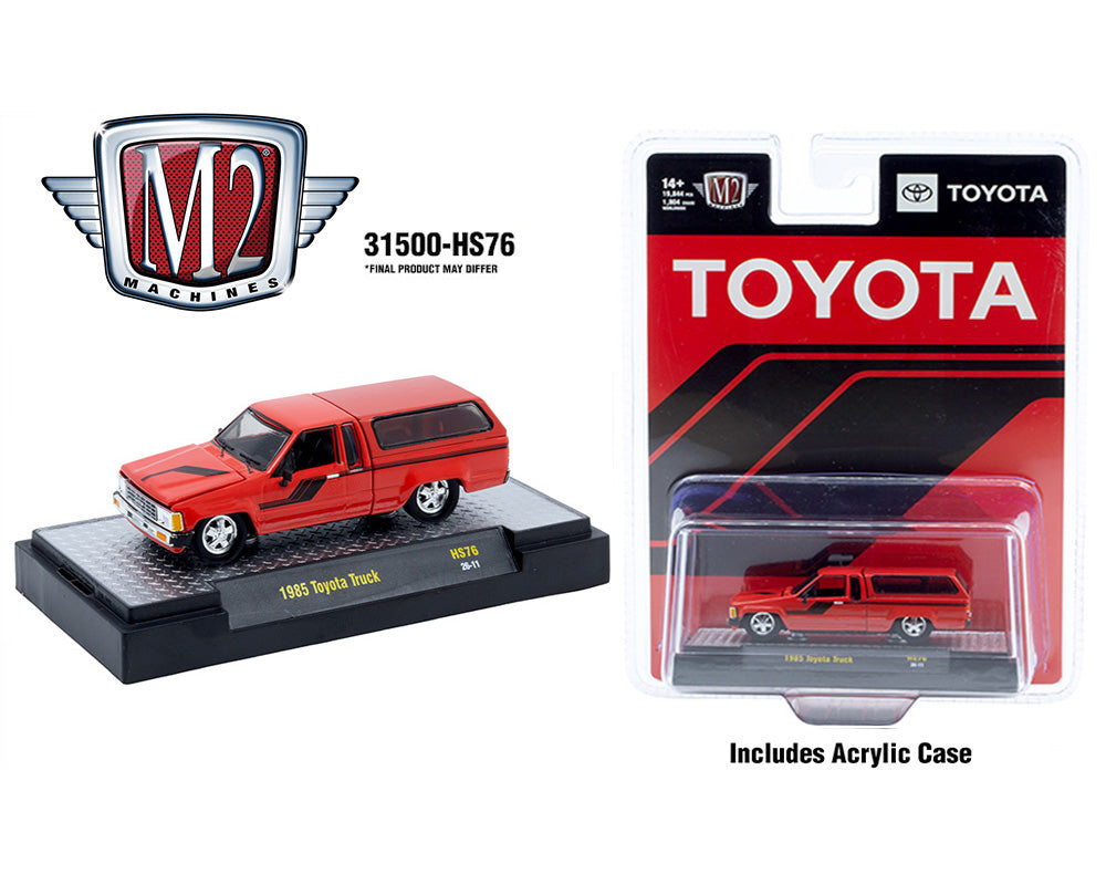 M2 Machines Red 1985 Toyota Truck with Camper Shell Hobby Exclusive HS76 26-11