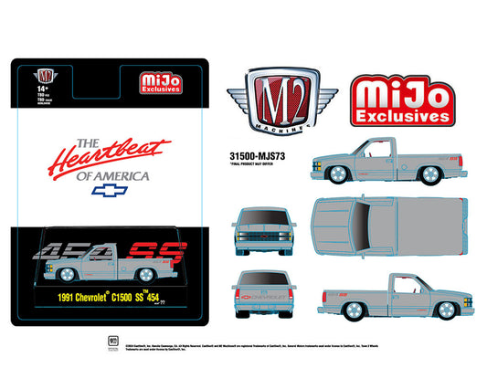 M2 Machines 1:64 1991 Chevrolet C1500 SS 454 Pickup Truck Limited Edition Silver Mijo Exclusives Preorder